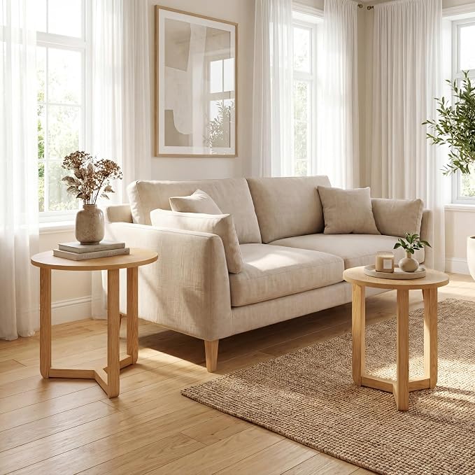 Tangkula Round Nesting Coffee Table Set of 2, Farmhouse End Tables - Image 4