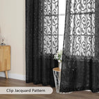 Furman Sheer White Curtains, 45 Inch Length 2 Panels Set, Airy Jacquard Clip - Image 5