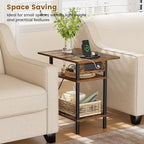 Asgolion Side Table with Charging Station, Skinny Nightstand with USB Ports and - Image 4