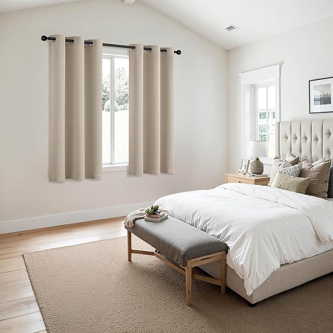 MIULEE Blackout Curtains for Bedroom 2 Panels 40 x 54 Inch Long Light Beige | - Image 6