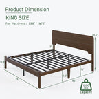 BOSRII 14in High Solid Bamboo Wood Platform King Size Bed Frame - Image 2