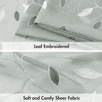 MIULEE Sage Sheer Curtains 2 Panels Embroidered Leaf Patterned, W52 x L84 | - Image 4