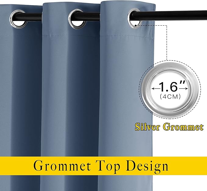 NICETOWN Stone Blue Blackout Curtains - Image 2