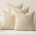 MIULEE Soft Corduroy Decorative Throw Pillow Covers Beige 20x20 | Set of 4 by MIULEE