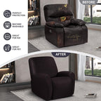 ANARACHON Leather Look Recliner Chair Covers, 4-Pieces Stretch Recliner Cover - Image 5