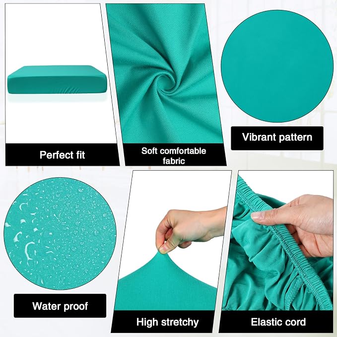 Newwiee 8 Pcs Stretch Patio Outdoor Cushion Covers Replacement, Fruit Green | 4 - Image 4