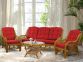Malibu Lounge Set of 4: 2 Natural Rattan Wicker Chairs, Three-Seater Sofa by Wickerix