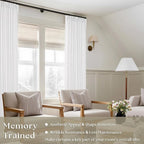 Snow White Pinch Pleated Linen Curtains 92 Inches Long 2 Panels | - Image 2
