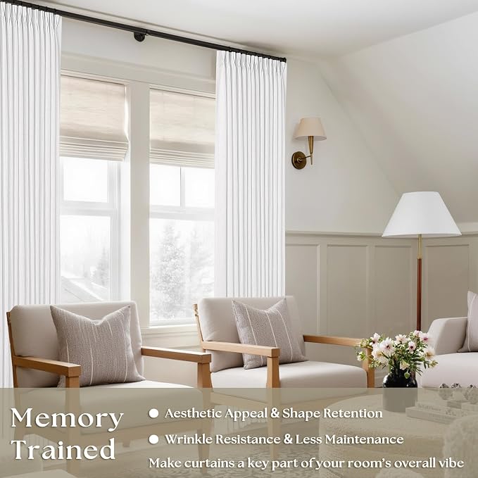 Snow White Linen Curtains 80 Inches Long - Image 2