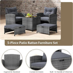 Tangkula 5 Pieces Patio Conversation Set, PE Wicker Rattan Outdoor Furniture Set - Image 8