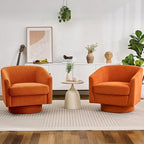 Swivel Barrel Accent Chairs Set of 2, Round Chenille Fabric Living Room Arm by ErdoruLiving