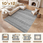 cotiled 10x12 Area Rugs Washable Boho Living Room Rug Beige Grey | Solve Modern - Image 8