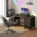 Lufeiya Computer Desk with File Drawers Cabinet, 47 Inch Reversible Home Office - Image 2