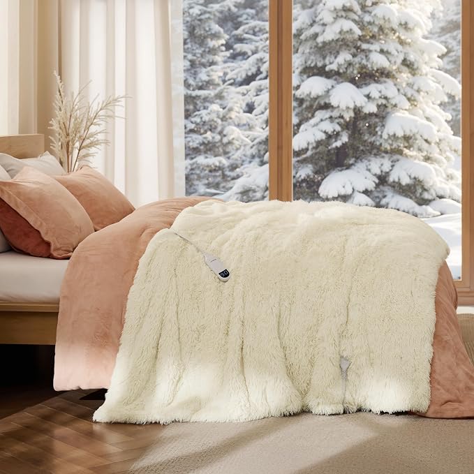 Bedsure Faux Fur Heated Blanket Twin Size, Fast Heating Fluffy Electric Blanket - Image 6