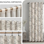 Grey Boho Floral 100% Blackout Curtains 84 Inch 2 Panels | Farmhouse Vintage - Image 7