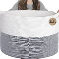 INDRESSME 115L Extra Large Cotton Rope Basket, Blanket Basket by INDRESSME