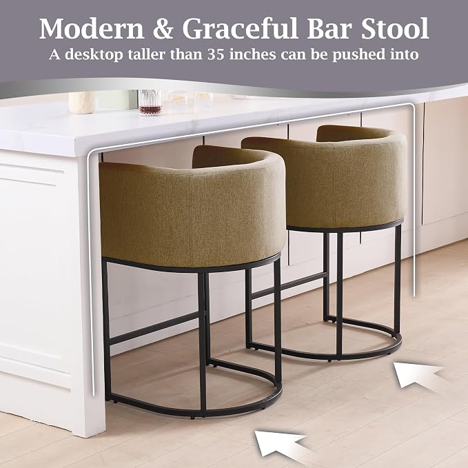 ClinQ 26" H Counter Height Bar Stools Set of 2, Modern Barrel Counter Stools - Image 4