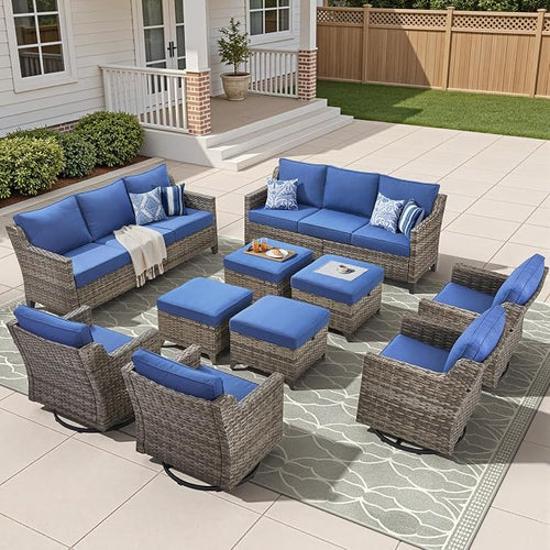10 Piece Patio Furniture Set-High Back Outdoor Furniture Set Sectional Sofa by AMCLOBA