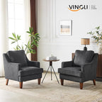 VINGLI Black Accent Chairs Set of 2, Mid Century Modern Chairs, Upholstered - Image 2