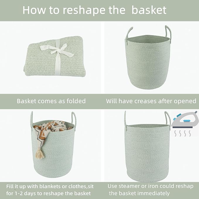XUANGUO Cotton Rope Laundry Basket Hamper - Image 7