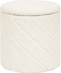 PINPLUS Ottoman with Stroage Round Boucle Ottoman and Tray Sherpa Removable by PINPLUS