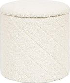 PINPLUS Ottoman with Stroage Round Boucle Ottoman and Tray Sherpa Removable by PINPLUS
