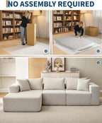 Corduroy Modular L Shape Sofa, Cloud Feel Compressed Sectional Couch - Image 4