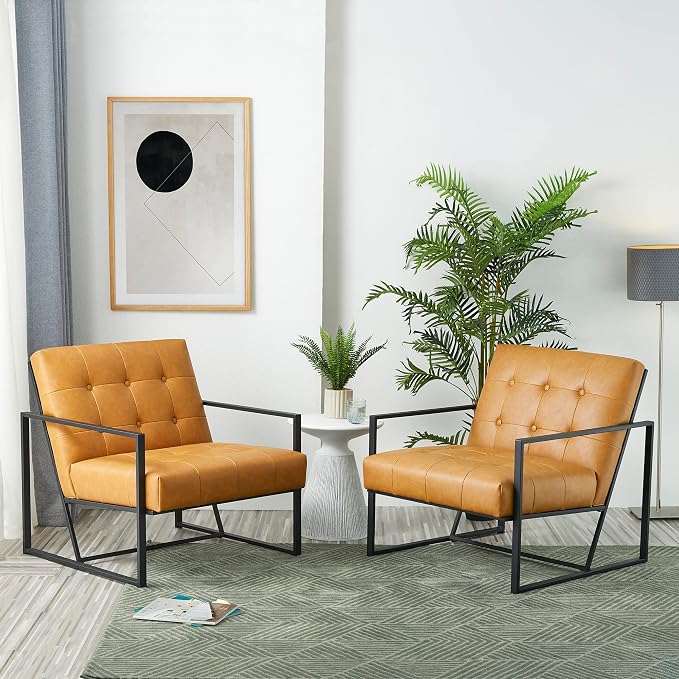 Glitzhome Mid Century Modern Accent Chairs Set of 2, Modern Living Room Chairs by Glitzhome