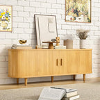58" Mid Century Modern TV Stand, Wood TV Consoles - Image 8