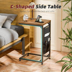 Simple Trending C Shaped End Table, Side Table TV Trays Set of 2 - Image 4