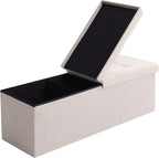 Shoe Storage Ottoman Foldable Seat Footrest Tufted Bench End of Bed Storage - Image 9