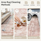 Soalmost 5x7 Area Rugs Pink Low Pile Washable Trendy Faded Style Rug | Vintage - Image 5