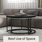 Otterease Nesting Tables Set of 2, 31.5" Round Coffee Table, Small Nesting - Image 6