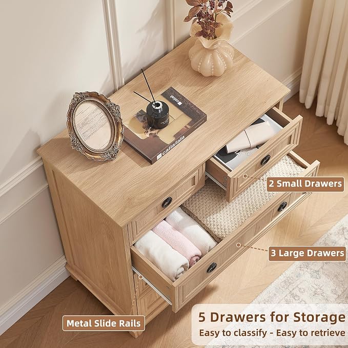 Joaxswe Farmhouse 5 Drawer Dresser - Image 4
