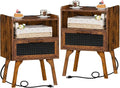 Lerliuo Rattan Nightstands Set of 2 by Lerliuo