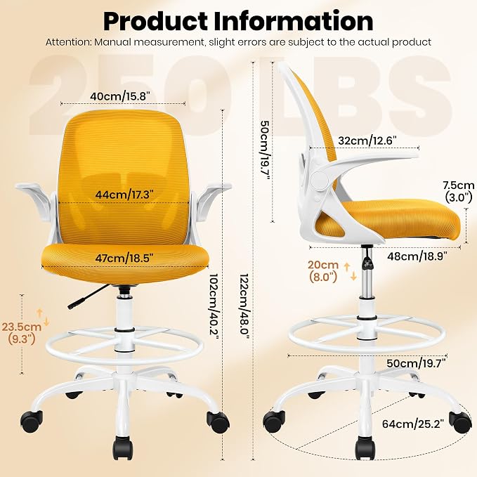 Primy Drafting Chair Tall Office Chair - Image 3