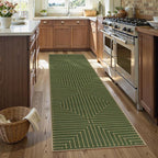 Lahome Green Runner Rug, 2x8 Washable Runner Rug by Lahome
