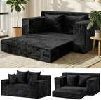 Loveseat Sofa Bed, Convertible Silky Velvet 5-in-1 Foldable Boneless Sleeper by AOLVDOW