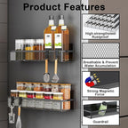 Aufworld Magnetic Spice Rack for Refrigerator, 6 Pack Magnetic Shelf, Fridge - Image 3