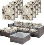 CALBODE 8 Pcs Waterproof Patio Cushion Covers, Floral Printed Stretch Outdoor by CALBODE