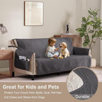 Soft Gray Loveseat Covers for 2 Cushion Couch, Water-Repellent Slip Covers for - Image 2