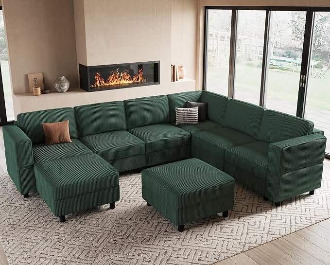 Belffin 114.2" 8 Seats Modular Sectional Sofa U Shaped Couch by Belffin
