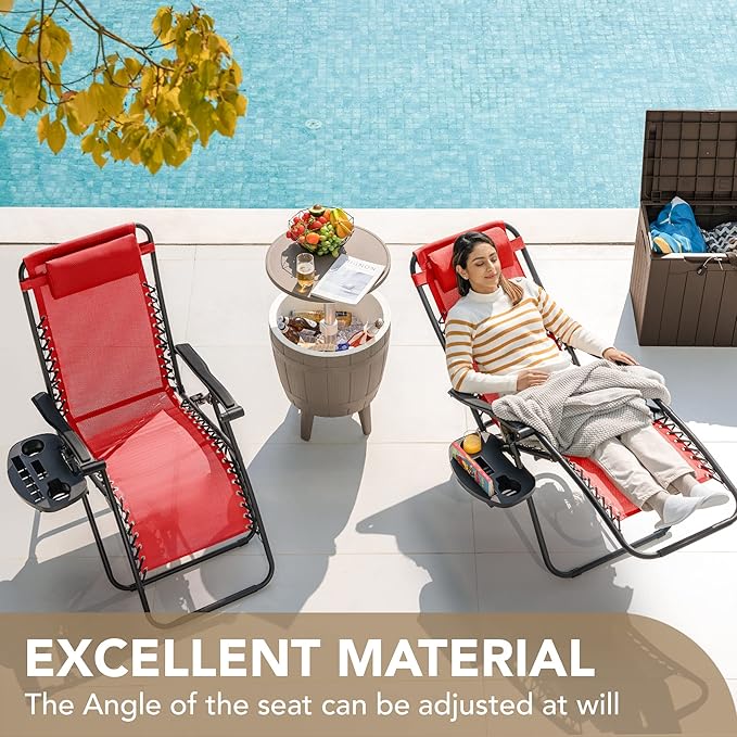 Devoko Patio Zero Gravity Chair Outdoor Folding Adjustable Reclining Chairs - Image 4