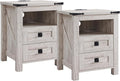 T4TREAM Farmhouse Nightstand Set of 2, Rustic End Table by T4TREAMFurniture