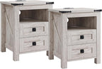 T4TREAM Farmhouse Nightstand Set of 2, Rustic End Table by T4TREAMFurniture
