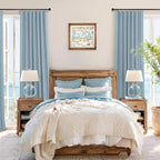Light Blue Curtains for Bedroom 63 Inch Length 2 Panels Neutral Linen Textured - Image 6