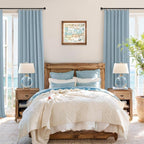 Dusty Blue Blackout Curtains for Nursery 54 Inch Length 2 Panel Chic Linen Look - Image 7