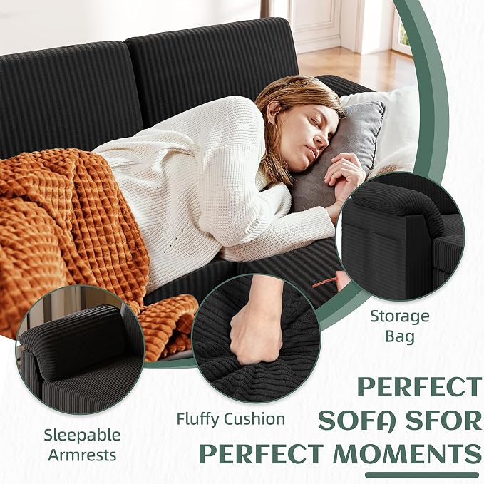 Vongrasig Convertible Sectional Couches, 3 Seat L Shaped Couch Sofa - Image 3