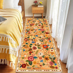 Floral Washable 2x8 Area Rugs Runner Entryway Hallway Yellow/Orange/Red | - Image 6