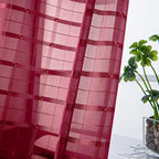 SpaceDresser Check Sheer Curtains 63 Inches Long - Image 2